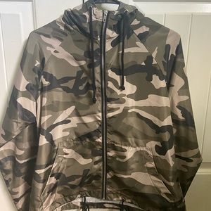 camo windbreaker/ rain jacket.